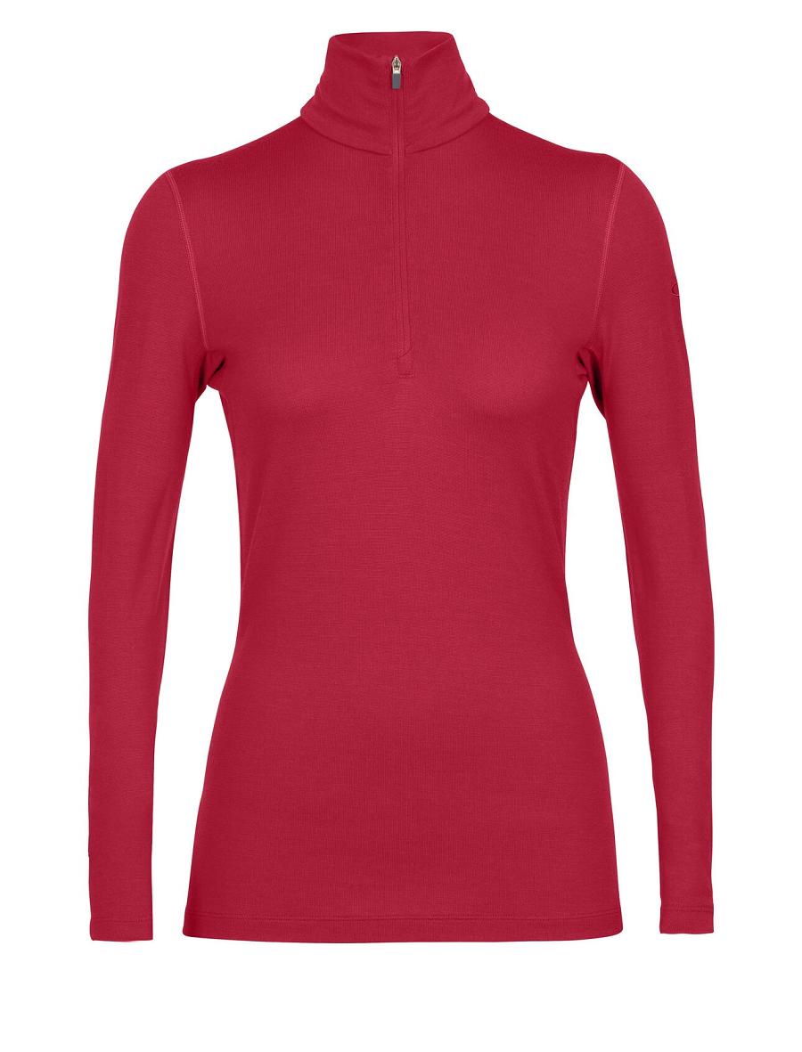 Base Layers Icebreaker Merino 260 Tech Long Sleeve Half Zip Thermal Top Damskie Różowe | PL 1034CTVE